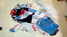 Wrecked skinsuit with blood tells a story - ADM Crashes at Dana Point Grand Prix - 06 May 2012